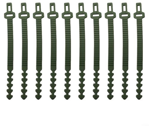 GLFLOW 10 Pcs Tree Ties Heavy Duty Soft Rubber Plant Support Straps Adjustable Green Garden Ties UV Protected Flexible Plant Supports Set 24Cm