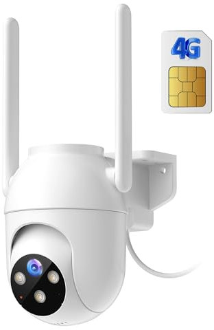 SIIOOE 4G LTE Telecamera Esterno con Sim Interno: 2K HD Videosorveglianza Visione Notturna Colori - Videocamera Sorveglianza Esterno PIR Rilevazione Movimento IP66 Telecamere - Cablato
