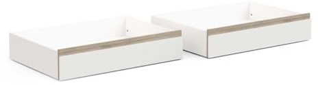 Demeyere Clyde Bettschublade aus Holz, modern und funktional, 2 Schubladen, mattweiß, Eichen-Finish, Kronberg-Finish, Schlafzimmer für Erwachsene, 71,1 x 99,1 x 20 cm
