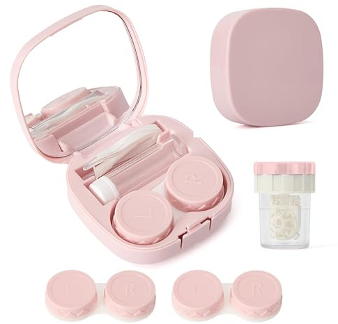 Lasiyanor Contact Lens Travel Kit with Cleaner Washer, Portable Contact Box with Mirror Tweezers Remover Tool Solution Bottle for Daily Outdoor