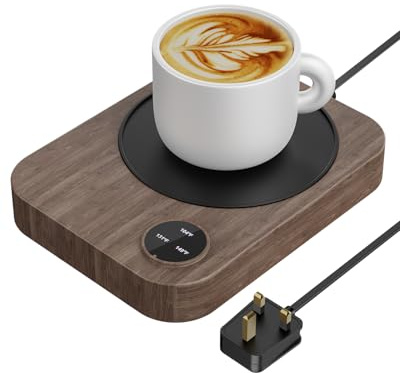 Coffee Mug Warmer, Smart Electric Cup Warmer with 3 Temperature Settings & Auto Shut Off, Mug Warmer for Coffee/Cocoa/Milk/Tea/Candle, Mug Warmer for Desk Office Home(UK Plug,No Mug)