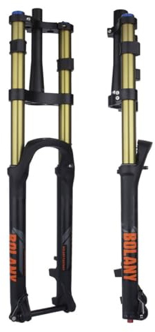 QHYRZE 26 27.5 29 Mountain Bike Suspension Fork Tapered Double Shoulder Downhill MTB Air Fork Travel 160mm Rebound Adjustable DH/XC Thru Axle 15 * 110mm(Gold,27.5'')
