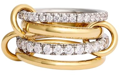 1 pezzo Anelli impilabili per donna, anello a 4 strati multistrato placcato in oro 18k, anelli con zirconi cubici ipoallergenici per donna e uomo, anello per il dito del pollice da dichiarazione