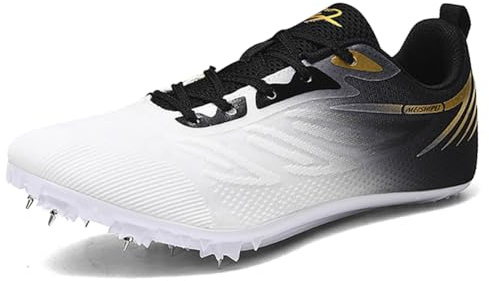 Qynthra Männer & Frauen Robuste Leichtathletik-Spikes, verschleißfeste Schuhe für Sprint, Sprung und Training auf der Bahn,Schwarz,41 EU