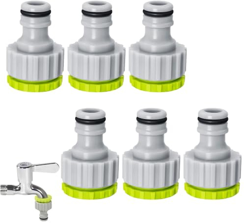 lomdung 6 Piezas Conectores de Manguera, 2 en 1 Adaptador Manguera Grifo, Resistente y Duradero Conector de Plástico para Grifo, Connecteur Tuyau Arrosage para Riego y Lavado de Coches