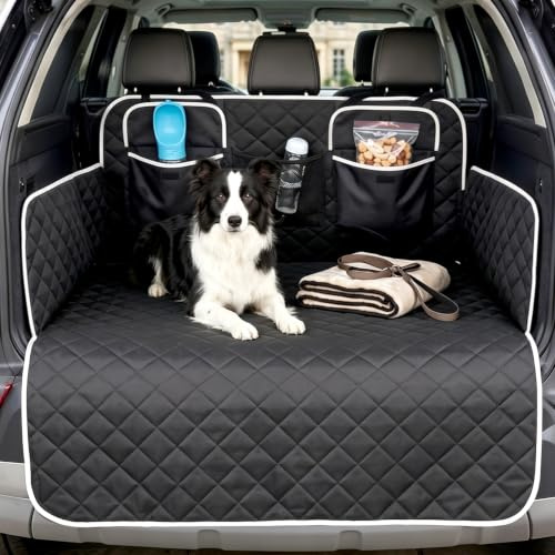 puiaxod Protection Coffre Voiture Chien avec Protection Latérale, 180x103cm | Universelle Imperméable Anti-Rayures, avec 3 Poches, Couverture de Dossier de Siège de Chien pour Camion Voiture SUV