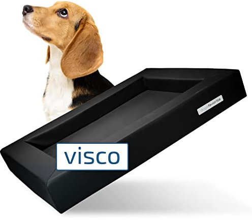 dogsfavorite Hunde-Bett mit Visco-Kissen - waschbares Hundekörbchen - hochwertiges Hundesofa - gelenkschonendes Hundekissen - robuste Hundematte - Gr. XL 130 x 100cm - schwarz