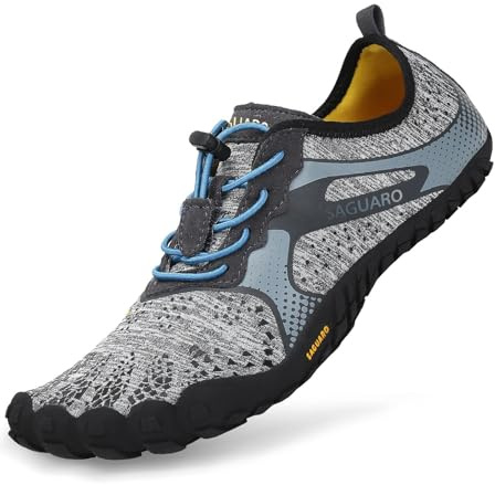 Barefoot-Schuhe für Damen und Herren, zum Trainieren, für Wanderungen auf felsigem Gelände, für zu Hause und im Freien, atmungsaktiv, mit breiter Zehenkappe und flacher Sohle, schwarz (nero fumoso
