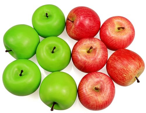10 Stück Künstliche Äpfel Gefälschte Frutis-Äpfel, Simulationsäpfel für Dekoration Äpfel in normaler Größe Gefälschte Äpfel für Küchenparty Weihnachtsdekor (5 Stück roter Apfel + 5 Stück grüner Apfel)
