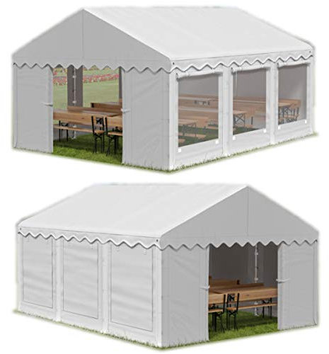 Das Company Partyzelt 5x6m Lagerzelt Universalzelt Pavillon mit Moskitonetz weiß Pavillon Zelt 240g/m² PE Plane wasserdicht Gartenzelt Summer IPEM - Faltpavillon - Gartenpavillon - Pavillon