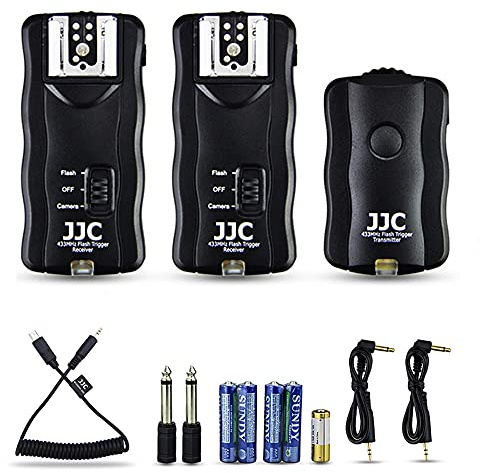 JJC 3-in-1 Wireless Flash Trigger & Shutter Remote Control with Two Receivers Kit for Sony A6600 A6500 A6400 A6300 A6100 A7M4 A7 IV A7III II A7R5 A7R V A7R III II A7S III II A9 II A99 II