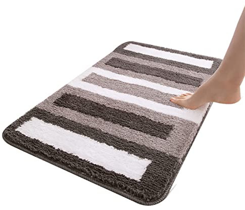 YRHH Bathroom Rugs Non Slip Washable Machine Washable, Quick Drying, Ultra Shaggy, Non Slip, Antibacterial For Underfloor Heating Shower Bathtub Door-Grey||40 x 60 cm