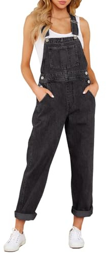 Vetinee Black Jumpsuit Women Baggy Dungarees Womens Uk Iconic Black Size Large Fits UK Size 16 - UK Size 18