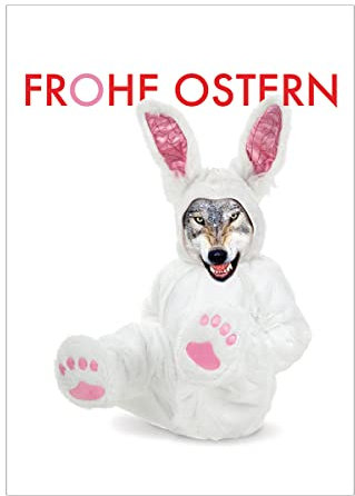 Kartenkaufrausch Im 5er Set: Schräge Osterkarte mit dem Wolf im Osterhasen Pelz: Frohe Ostern • fröhliches Premium Grußkarte mit Ostermotive mit Umschlägen für Freunde, Familie und Kollegen