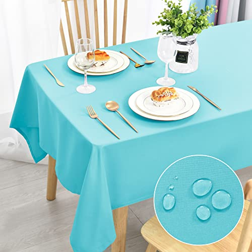 DWCN Aqua Tischdecke Fleckschutz Abwaschbar Wasserdicht Kratzfest 130x160cm | Tischwäsche Schmutzabweisend Bankett-Dekoration Tischtuch für Esszimmer, Garten, Party, Hochzeiten oder Haushalt，Ganzjährig