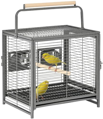 PawHut Jaula para Pájaros Portátil para Canarios 48x38x47,8 cm Negro