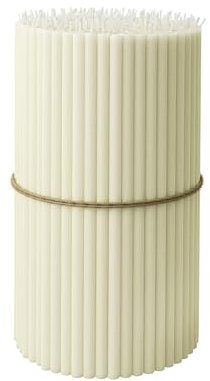 BlueBee Pure Beeswax Candles 50pcs Honey Scented Candle Sticks - Tall Thin Taper Candles Dripless Smokeless - Natural Bees Wax Candles for Birthday, Church, Halloween, Christmas 18cm (50, White)