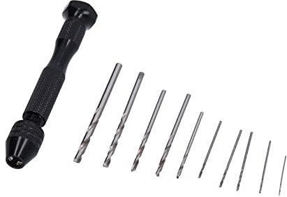Forets à Main 11 Pièces, Ensemble De Perceuses à Main Avec étau à Broches De 0,3 à 3,5 Mm, Perceuse à Main En Acier Avec 10 Forets En Alliage D'aluminium (0,6 à 2 Mm), Pour le Bois, le Travail Manuel,