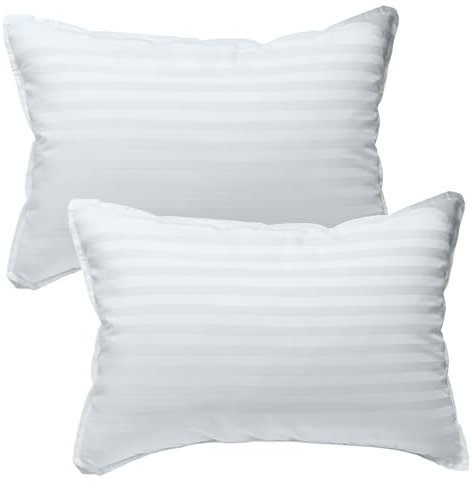 Kinder Fluff Toddler Pillows for Bed (2x) - Kids 300T Cotton Shell & Down Alternative Fill - Travel Pillow for Children Bedding Set, Sleeping, Floor (14x20in - White)