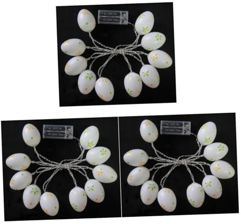 IMIKEYA 3 Stück 10 osterei licht Osterei-Dekorationen Weihnachtsdekoration ostern lichterketten Batteriebetriebenes Licht LED-Licht drinnen Laternenpfahl mit Lichtern Weiß
