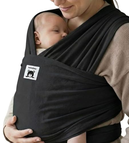 BeBeBou Babytragetuch für Neugeborene & Babys (3,5–16 kg) – Ergonomische Babytrage für Hände frei | Weiches, atmungsaktives Stretch-Tragetuch | Stilltuch für unterwegs