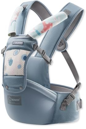SONARIN Multifuncional Ergonómico Portabebé Asiento de Cadera,Mochila Portabebés con Asiento de Cadera Portador de Bebé Portabebés Ajustable para Recién Nacidos Niños Pequeños(Azul)
