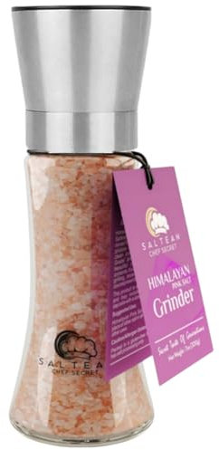 SALTEAN Himalayan Pink Salt Adjustable Grinder Tall |FOOD GRADE- COARSE |BRC-KOSHER-HALAL CERTIFIED| 500G Salt Range Pakistan