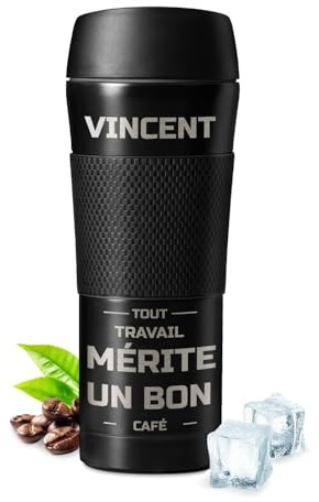 Maverton Mug de voyage personnalisable 45cl, Gourde Isotherme | Revêtement antidérapant pour homme, souvenir pour lui pour son anniversaire, Mug original pour la fête des pères, un bon café