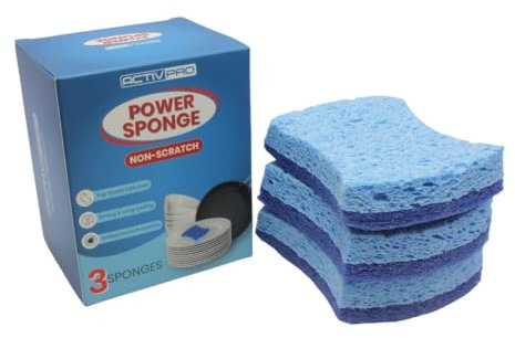 ACTIVPRO Power Sponge | Non-Scratch | Top Grade Cellulose | Washing Up Scourer | Kitchen Sponge | Nonstick Cookware | Oven | Sink | Dishwashing | Long Lasting (1pc)