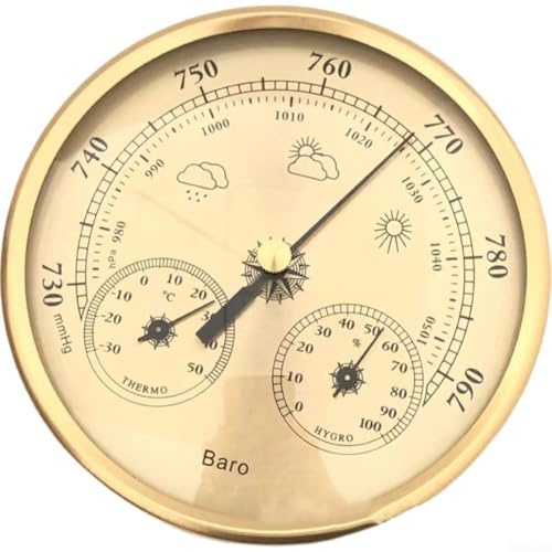 Analoges Barometer, 130 mm, 3-in-1 Wetterstation, Thermometer, Hygrometer und Barometer, für Umgebungsüberwachung