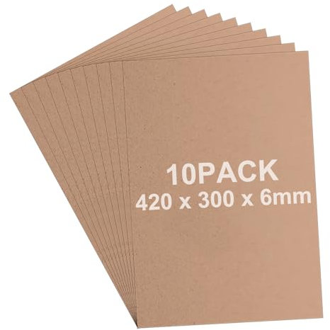 AHAQU 10 pannelli in legno MDF formato A3, spessore 6 mm, per progetti fai da te, 42 x 30 cm, fogli vuoti in MDF per pittura, modellazione, incisione, traforo