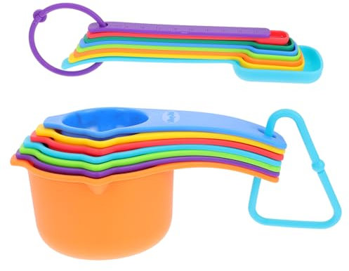 OFFSCH 1satz Farbige Messbecher Und Messlöffel Mit Teiliges Für Präzises Messen Der Küche Leicht Zu Reinigen Und Platzsparend Für Backen Und Kochen