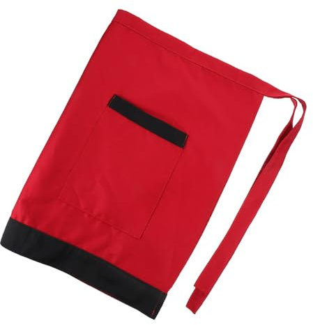 HOLIDYOYO Unisex Taillenschürze Kurz Mit Taschen Resistente Kochschürze Für Damen Und Herren Komfortabel Und Pflegeleicht Für Restaurant Hotel Und Küche Rote Und Schwarze Randverzierung Einh
