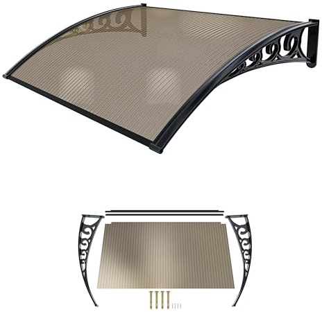 AEFFE Pensilina Tettoia Modulabile Trasparente o Fumè, Per Porta da Esterno, Policarbonato Alveolare, Anti Grandine e Intemperie Resiste ai Raggi UV, Copertura per Porta (Fumè, 100 x 60 cm)
