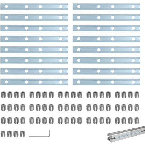 Hevysuo 16 Stück Streckenverbinder Aluprofil Verbinder 20 x 20,Konstruktionsprofile Innenverbinder,Verzinkter Kohlenstoffstahl Profile mit 64 Schraube für Konstruktionsprofile Aluminiumprofil