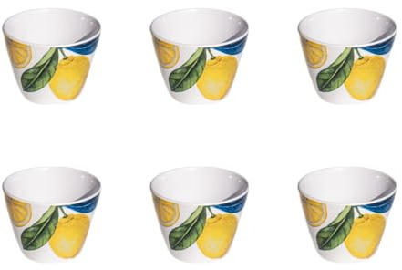 Abode Homewares Lemon Orchard NewWave - Cuenco de melamina de alta calidad apto para microondas, juego de 6, 4 pulgadas