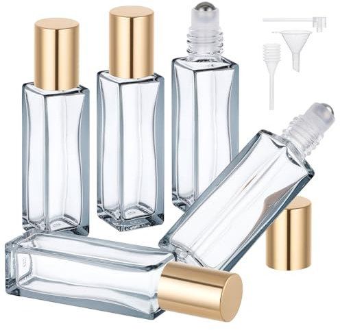 Segbeauty Roll On Aceites Esenciales, 5 Piezas 10ml Botellas Roll On de Vidrio, Reutilizable y Portátiles, Botella de Perfume con Bola de Acero Inoxidable, para Aromaterapia (Gris)