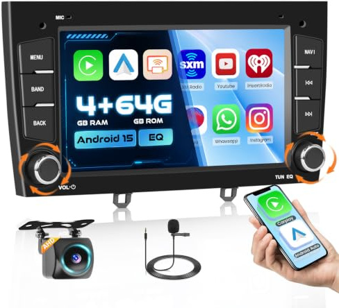 Hikity 8 Núcleos 4+64GB Autoradio Android para Peugeot 408 2010-2024, Pantalla Táctil 7 Radio con Wireless CarPlay Android Auto Mirror Link Bluetooth 5.0 GPS WiFi EQ FM RDS