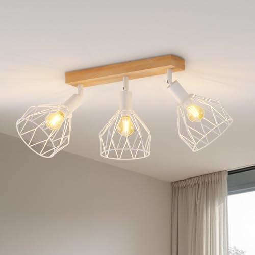 LVWIT Lámpara de techo blanca,Focos de techo,Lámparas de pared para cocina con E14,Focos de 3 vías ajustables,Lámparas de pared industriales,Lámparas de techo para salón