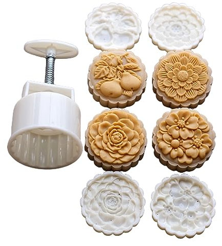 Stampo per torta di luna a pressione manuale con motivo floreale