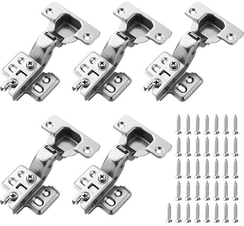 6 Pezzi Cerniera per Mobili, 110 Grado Battuta Esterna, Camera da Letto, Armadietto Armadio Cerniera Ammortizzata, con Ammortizzatore Idraulico, Facile da Installare, per Mobili, Porta, Armadio Ante