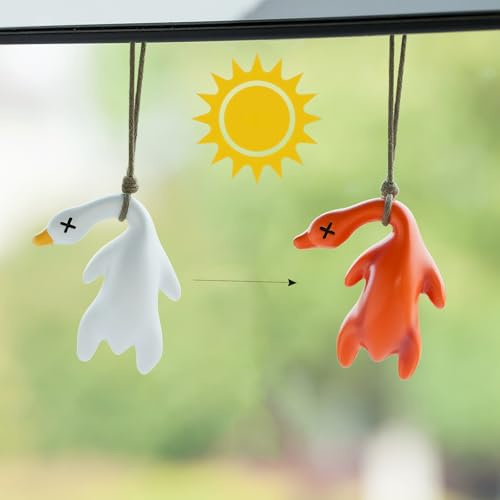 AutoZubehör zum Aufhängen,Auto Anhänger Swinging Farbwechselnde gebratene Ente Auto-Spiegelaufhängung Peking-Ente Lustig Rückspiegel Nette Innen Dekoration Hänge Ornament Spiegel Zubehör Geschenke