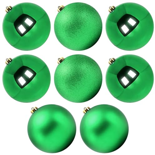 Benjia Weihnachtskugeln Groß Aussen, Dekokugel Wetterfeste Riesen Große Gross XXL Outdoor Draußen Draussen Kunststoff Weihnachtskugel Christbaumkugeln Kugeln Weihnachten (15cm/8STK, Grün)