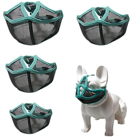 Munkorg för fransk bulldog, små hundar med kort nos, anti-bit-, tugg- och vågskydd, justerbar munkorg för hundar, nätpannband andas
