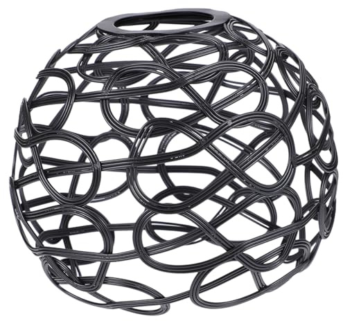 HAMPPLIES Lampenschirm Metall Ersatz für Tischlampe mit Hohlem Design aus Stabilem Eisen Schwarzer Dekorativer Lampenschirm für Wohnzimmer und Schreibtisch