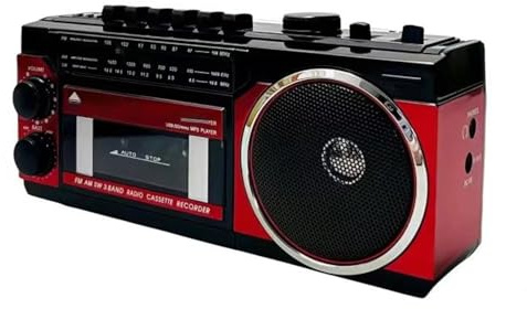 Boombox de Cassette Am/FM,Lecteur Cassette Boombox Retro,Boombox RéTro Street des AnnéEs 80,Lecture de Bande/USB,Fonction D'Enregistrement,pour Les RéUnions de Famille,Petits Spectacles