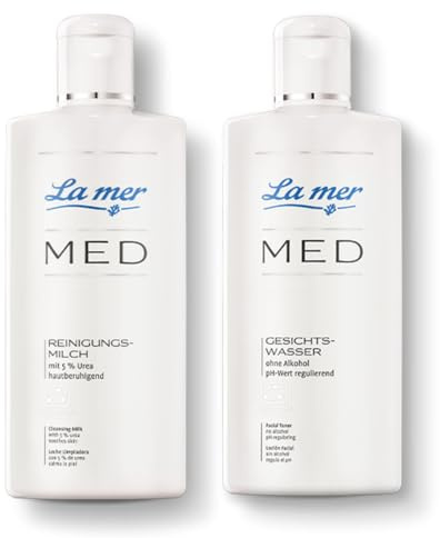 La mer MED Spar-Set Reinigungsmilch + Gesichtswasser – Sanfte, parfumfreie Reinigung mit Meeresschlick & Meersalz – Für empfindliche & feuchtigkeitsarme Haut – Dermatologisch getestet