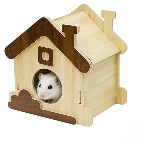 Hamsterhaus, Holzhütte, niedliche Dekoration, natürliches Hasenhaus, Hamster-Zubehör, für Rennmäuse, Häschen, Chinchillas, Frettchen, Igel, Zuckergleiter, Bereicherung, Spielen, Schlafen, Indoor-Käfig