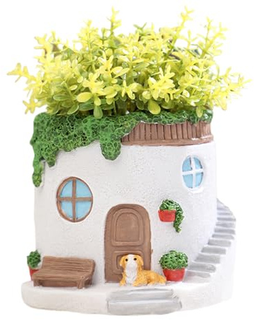 Fioriera in resina per interni, mini vaso da fiori per orchidee, contenitore compatto per cactus, 9 x 9 x 8,5 cm, adatto per felci, cucina di casa, scrivania, balcone, decorazioni per esterni e patio