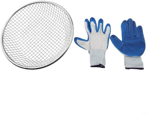 Tamiz de tierra para jardinería con alambre de hierro galvanizado, diseñado para cubos de 5 galones, adecuado para compost, para arena, suciedad y aserrín (10 mm)
